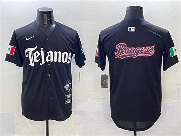 Mens Texas Rangers Team Big Logo Black Mexico 2025 Vapor Premier Limited Stitched Jersey
